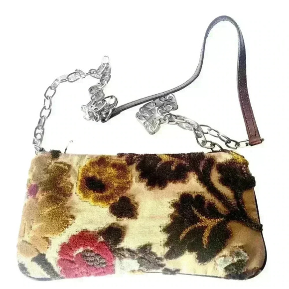 Glenda Gies Floral Chenille Chain Purse Retired Rare Top Zip - Picture 1 of 15